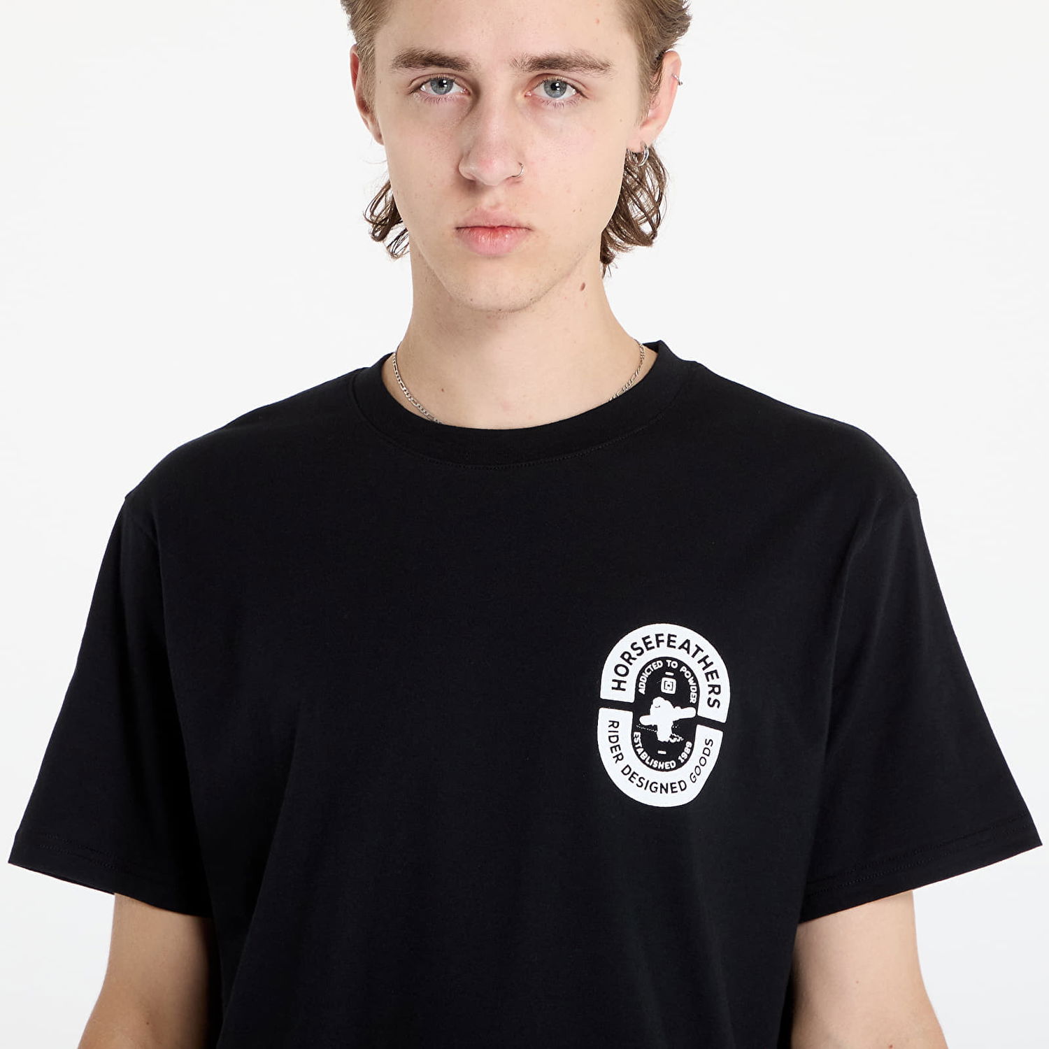 Tričko Horsefeathers Powder Badge II T-Shirt Black M Čierna | SM1359A, 1