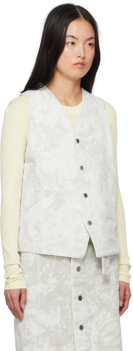 Vesta LEMAIRE Lemaire Acid-Washed Denim Vest Biela | OW1071 LD1012, 1