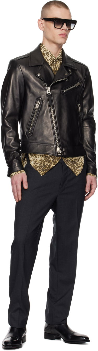 Bunda Tom Ford Asymmetric Leather Jacket Čierna | LXR004-LMN014S24, 3