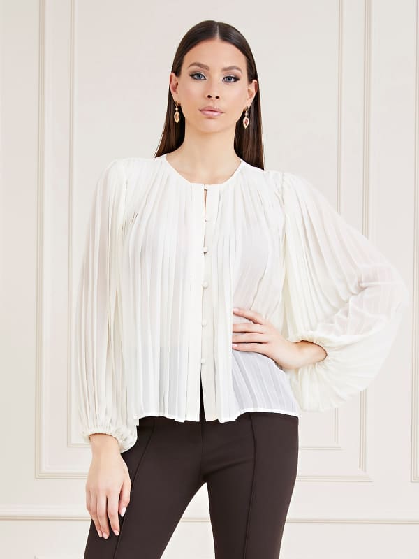 Tielko GUESS Marciano Pleated Blouse Biela | 2BGH218637Z, 0