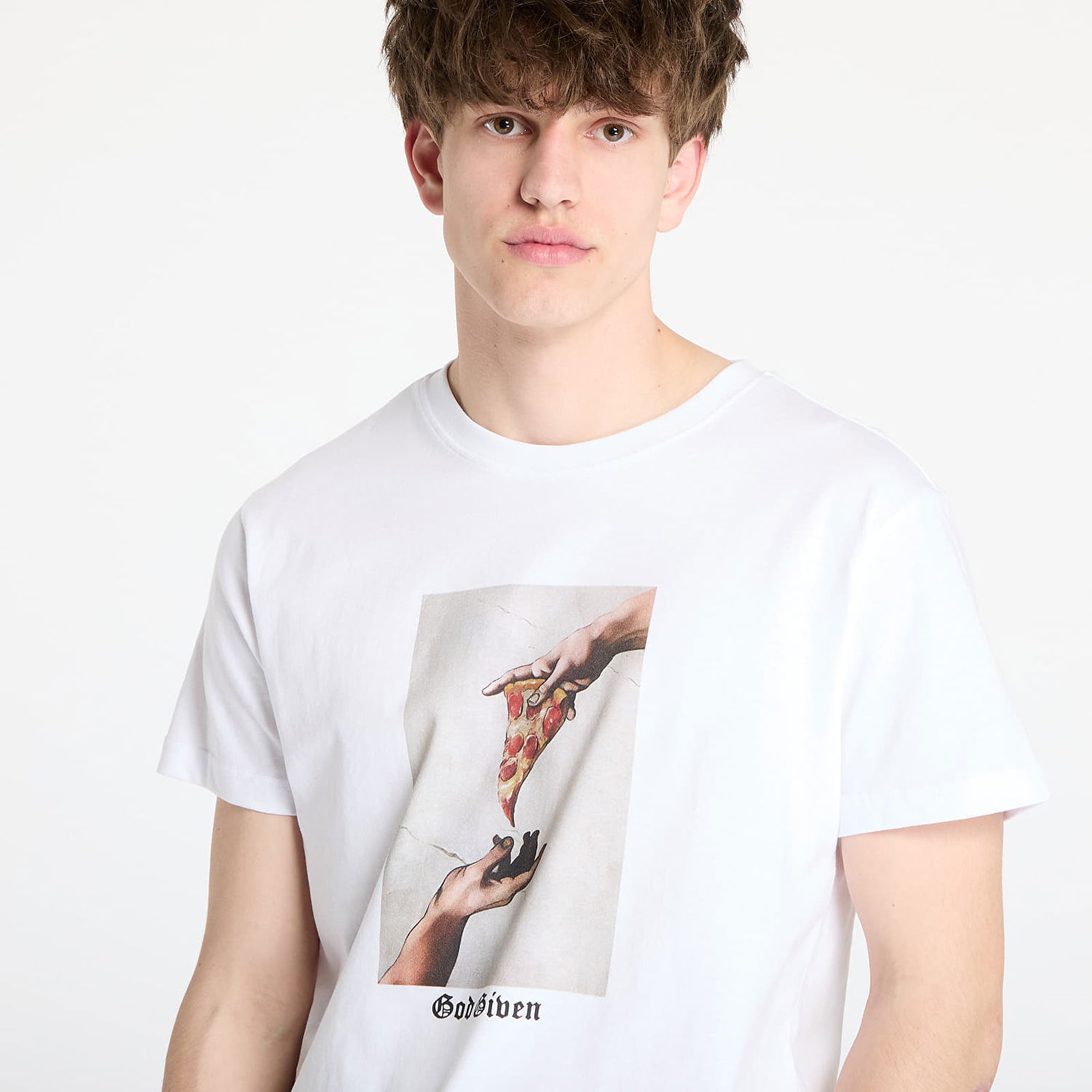 Tričko Urban Classics Urban Classics God Given Pizza Graphic Tee Biela | MT1575-00220, 1