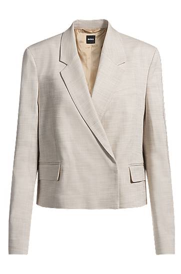 Bunda BOSS BOSS Melange Stretch Regular-Fit Blazer Béžová | 50537449, 0