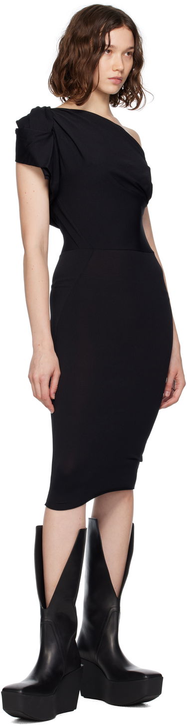 Šaty Rick Owens Concordians Twist One-Shoulder Midi Dress Čierna | RP02E4521 JN, 3