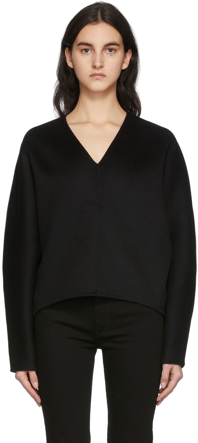 Sveter TOTEME TOTEME Double Wool Cashmere V-Neck Sweater Čierna | 214-716-717, 0