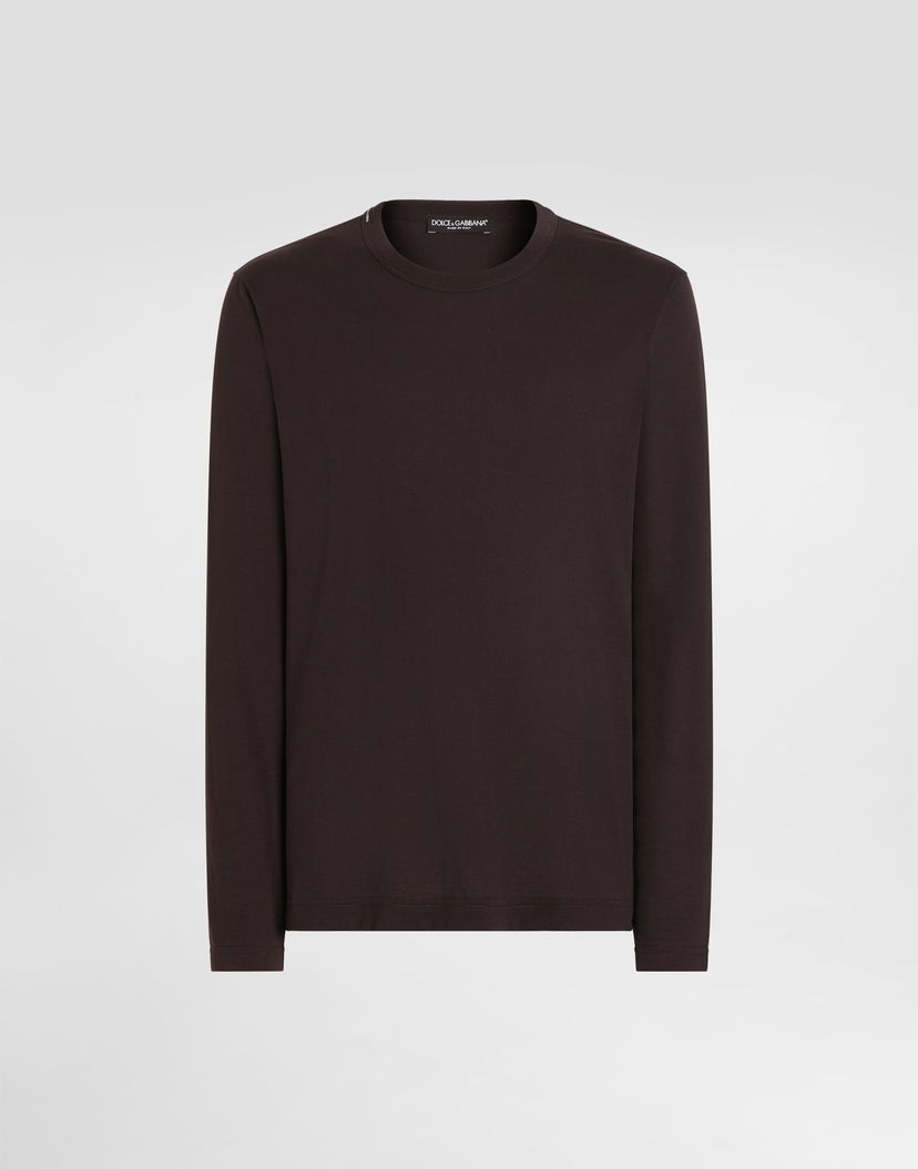 Tričko Dolce & Gabbana Cotton Long-Sleeve T-Shirt Hnedá | G8PV0TFU7EQM0682