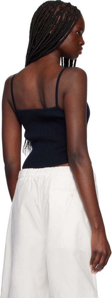 Tielko MAISON KITSUNÉ Maison Kitsuné Baby Fox Patch Fine Rib Cropped Camisole Navy | OW00601KT1091, 2