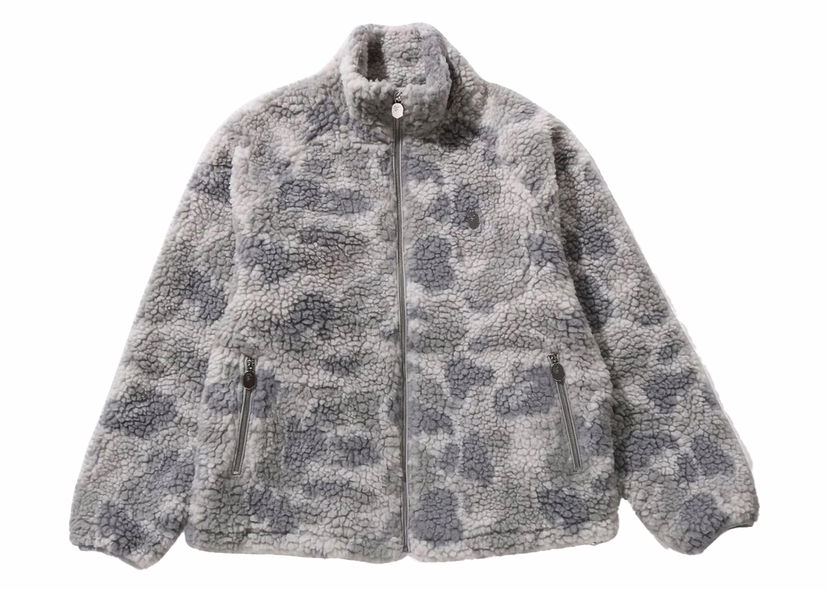 Prešívaná bunda BAPE BAPE Tonal Solid Camo Metal Ape Head One Point Fleece Jacket Gray Šedá | 1J80-140-065