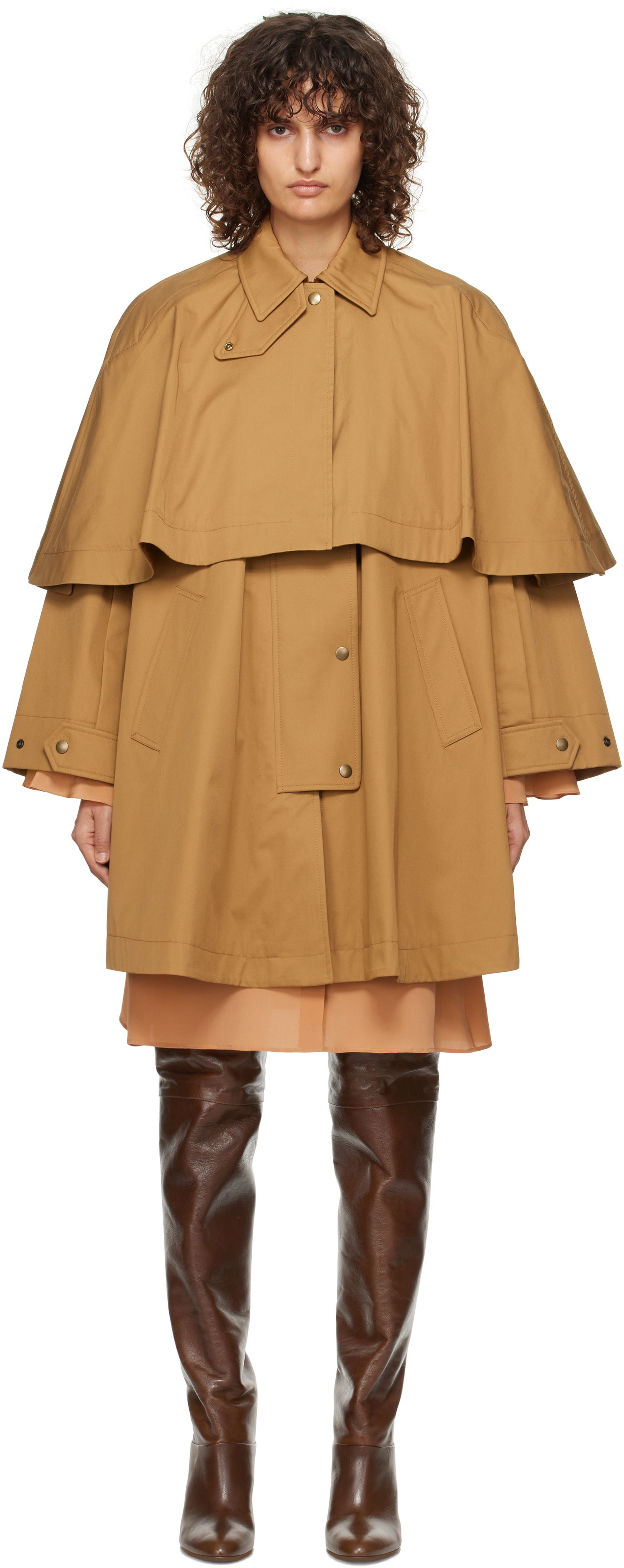 Bunda CHLOÉ Capelet Jacket Béžová | CH24WMA11118, 0