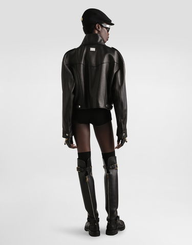Bomber bunda Dolce & Gabbana Dolce & Gabbana Plongé Goat Leather Cropped Jacket Čierna | F9S29LHULVJN0000, 2