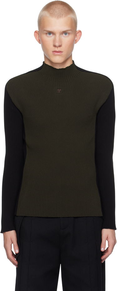 Sveter Courrèges Contrast Frame Rib Knit Turtleneck Zelené | 324MPU184FI0001, 0