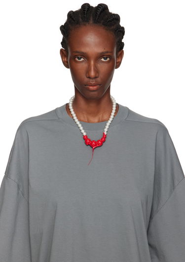 Náhrdelník Ottolinger Ottolinger Pearl Necklace with Red Pendant Červená | 125-902925-01, 1