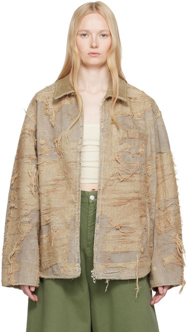 Bunda Diesel Diesel D-Ivar-Fsg Distressed Denim Jacket Béžová | A18111 007AZ, 0