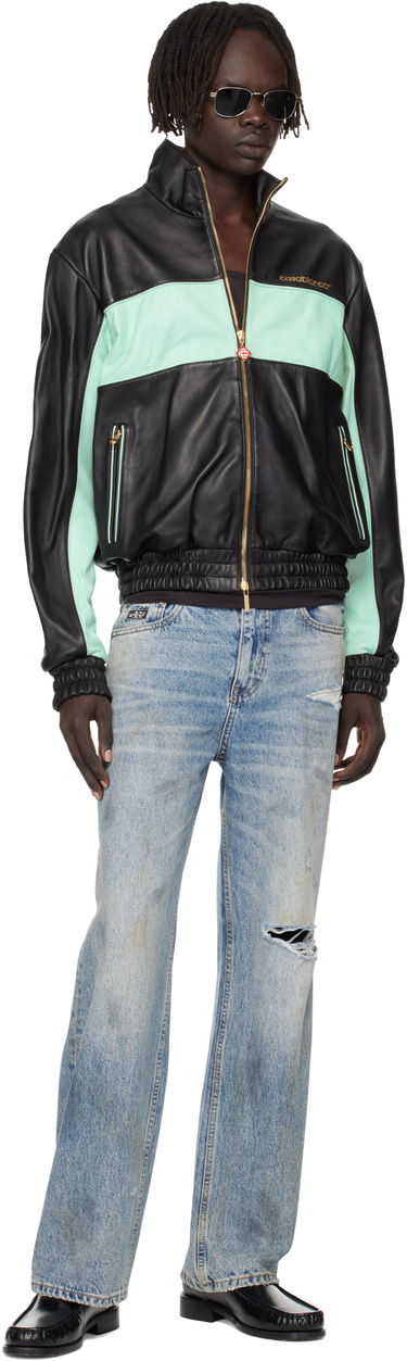 Bunda Casablanca Casablanca Track Leather Jacket Zelené | MPF25-JK-382-01, 3