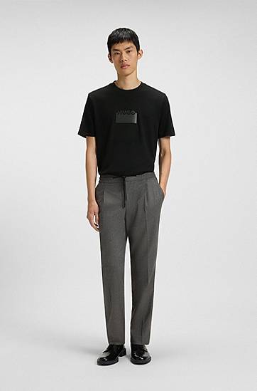 Tričko BOSS HUGO T-Shirt with Rubber Logo Čierna | 50546867, 1