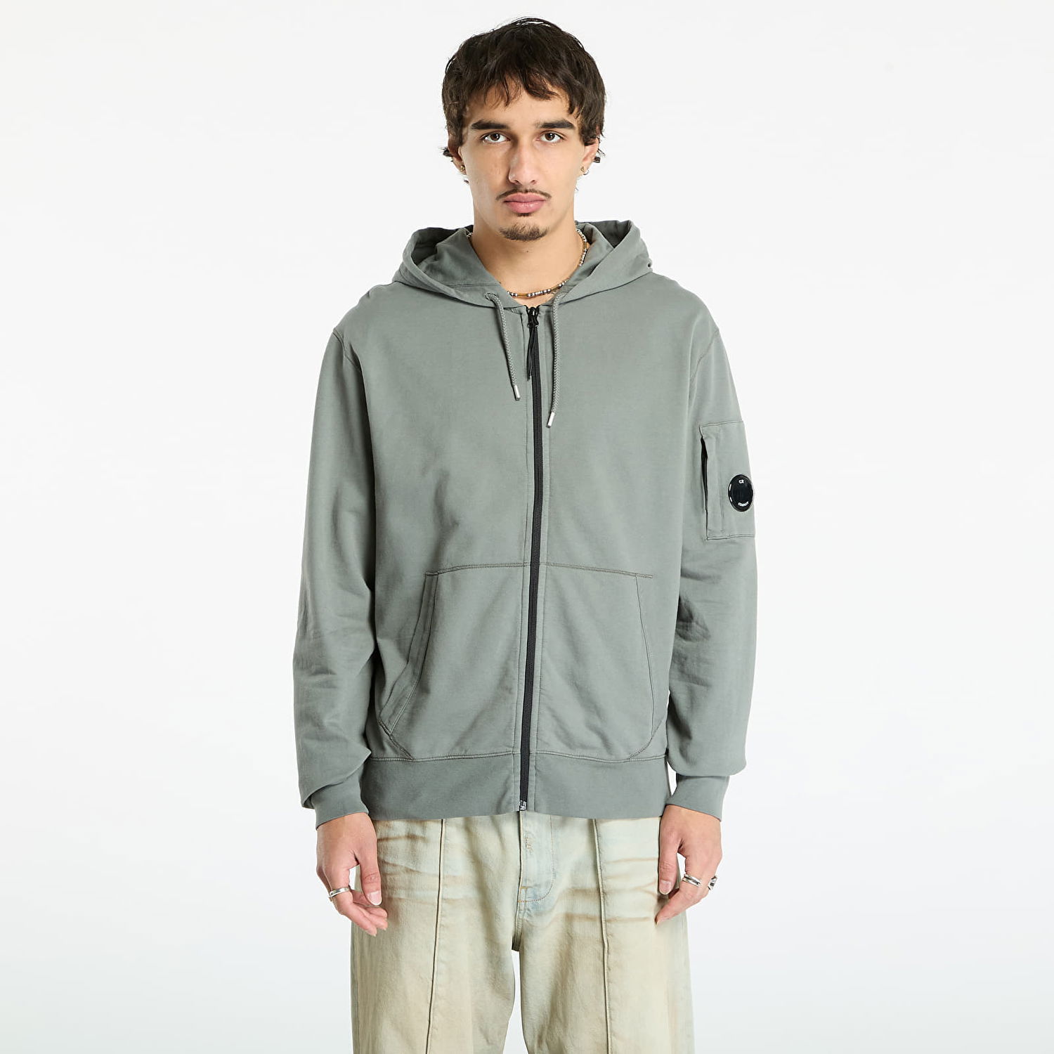 Mikina C.P. Company C.P. Company Light Fleece Hooded Full Zip Sweatshirt Šedá | 19CMSS712A002246G-921, 0