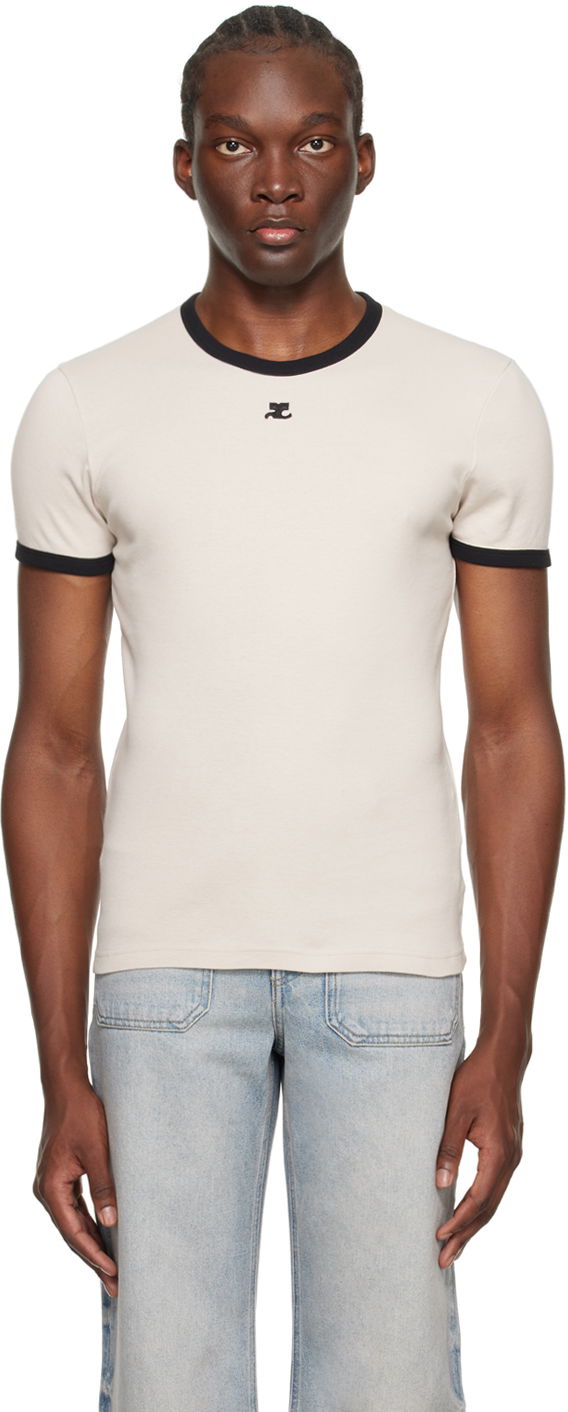 Tričko Courrèges Contrast Trim T-Shirt Béžová | 123JTS020JS0070, 0