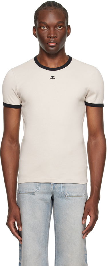 Tričko Courrèges Contrast Trim T-Shirt Béžová | 123JTS020JS0070, 0