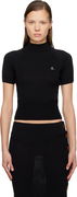 Vivienne Westwood Bea Ribbed Short Sleeve Cropped Turtleneck Top