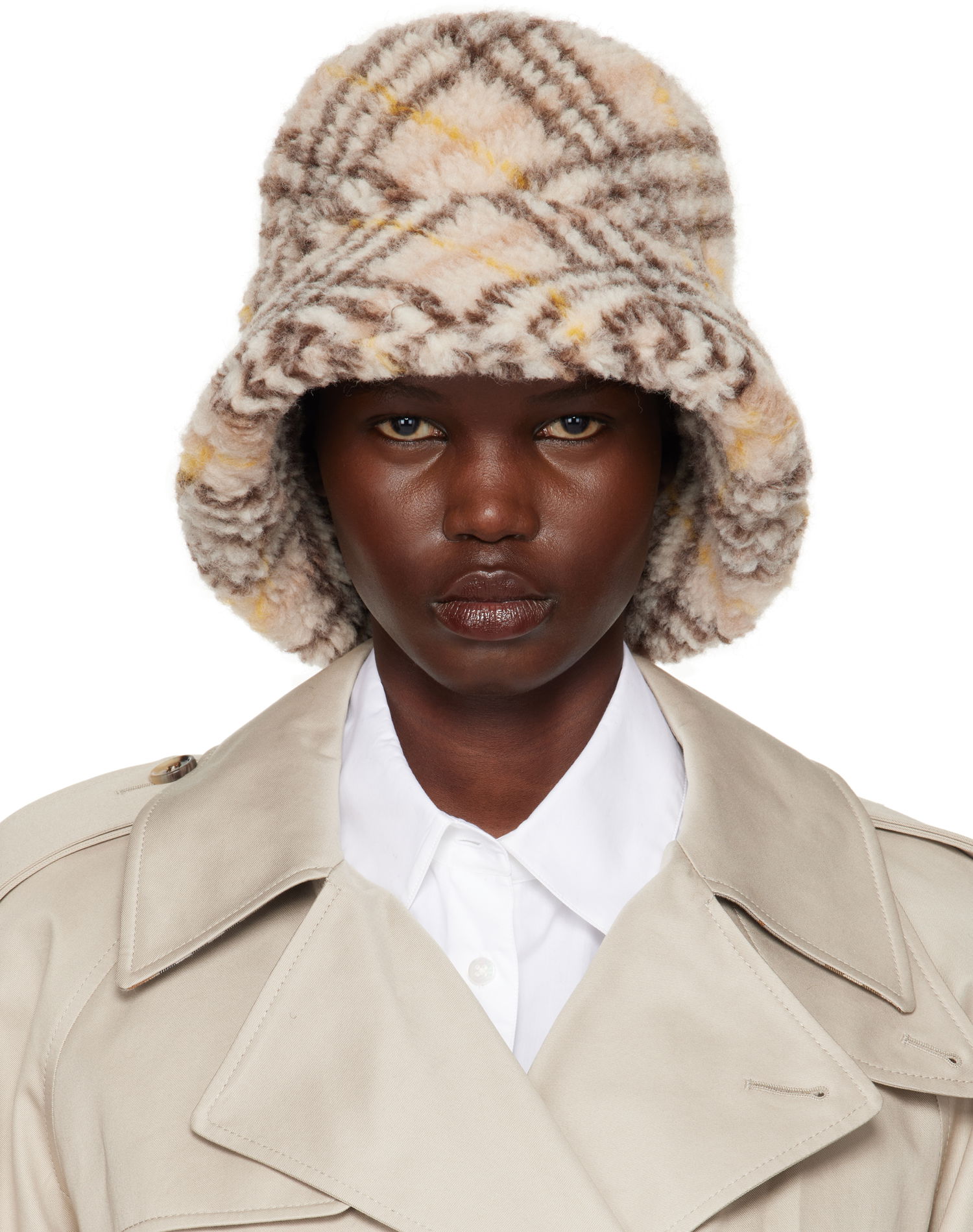 Klobúk Burberry Check Fleece Bucket Hat Hnedá | 8102728, 0