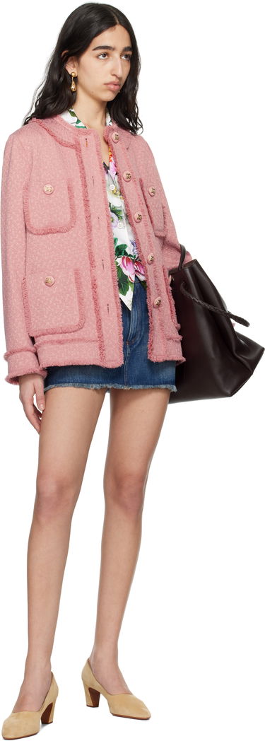 Bunda Dolce & Gabbana Dolce&Gabbana Single-Breasted Raschel Tweed Jacket Ružová | F29TPT HUMUA, 3