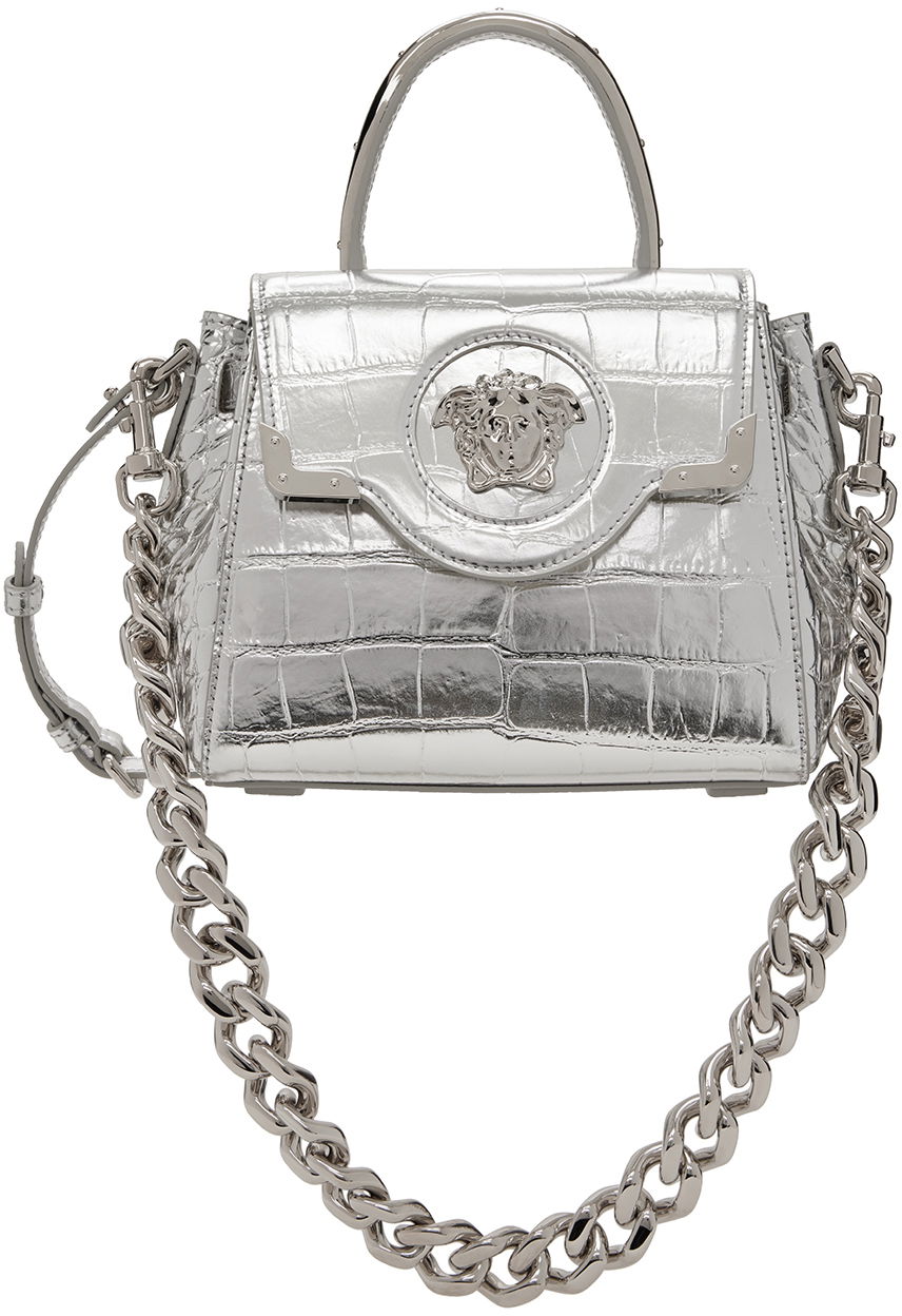 Taška cez rameno Versace Medusa Top Handle Bag "Silver" Metalická | DBFI040_1A10014_1E56P, 0