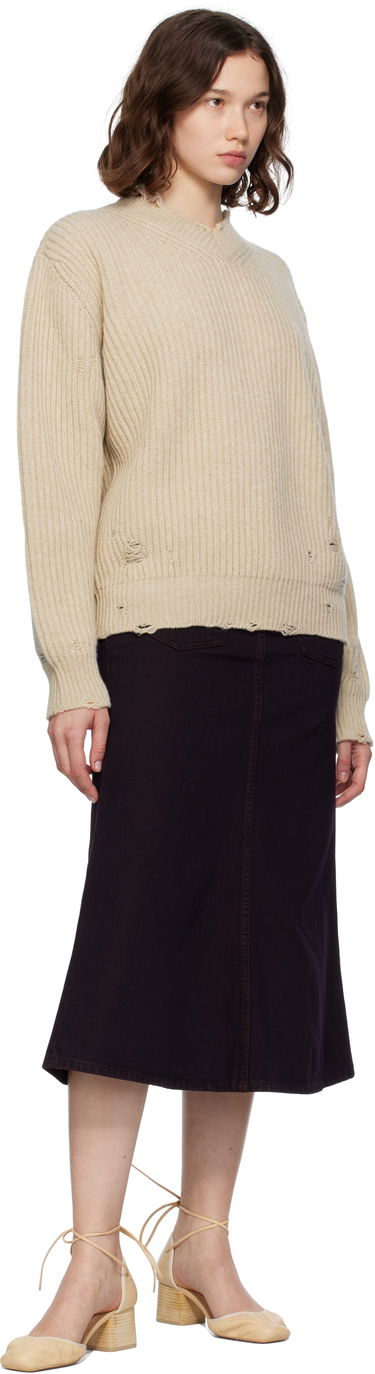 Sveter Maison Margiela MM6 Maison Margiela Distressed Wool Sweater Béžová | S52HN0011 M13138, 3