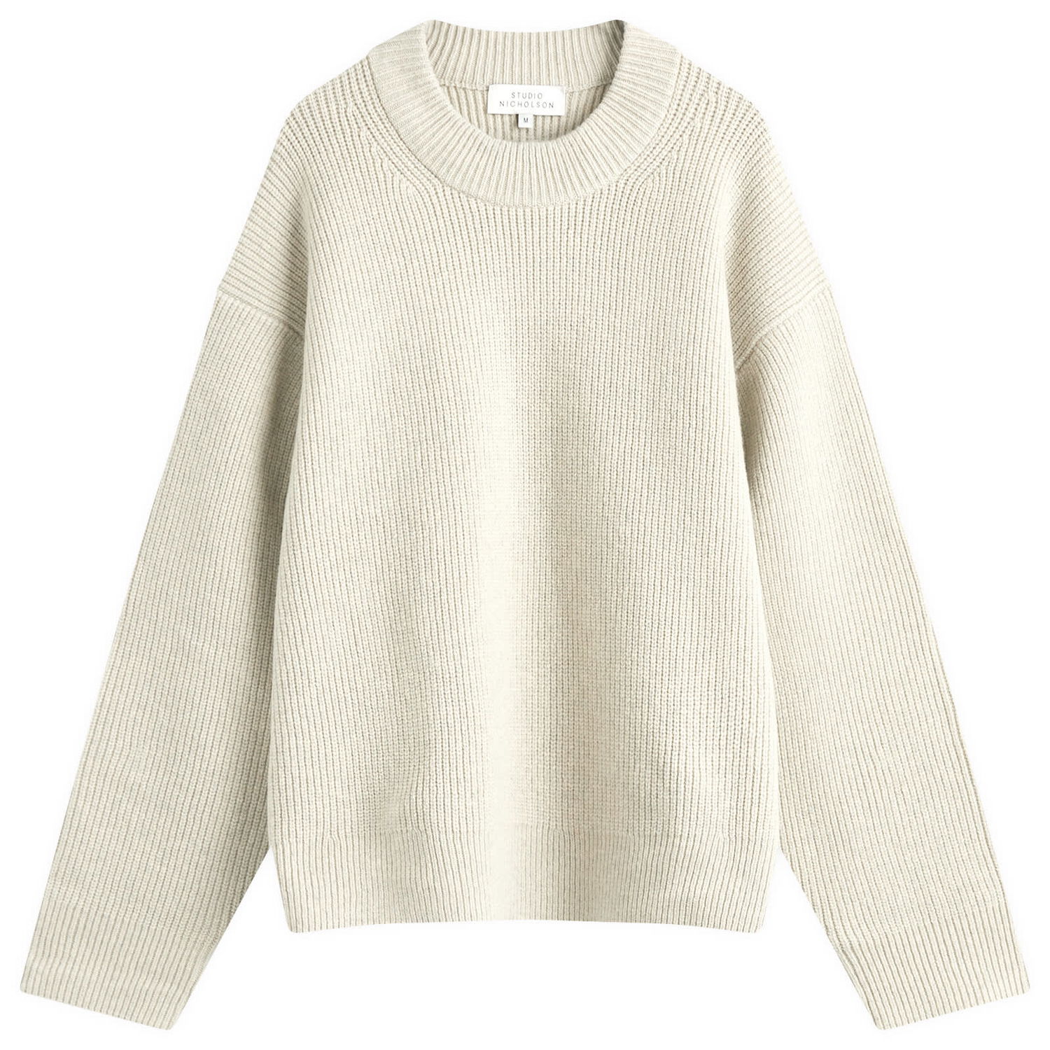 Sveter Studio Nicholson Studio Nicholson Voe Rib Crew Knit, Size Small Béžová | VOESNM-1292-NTL, 0