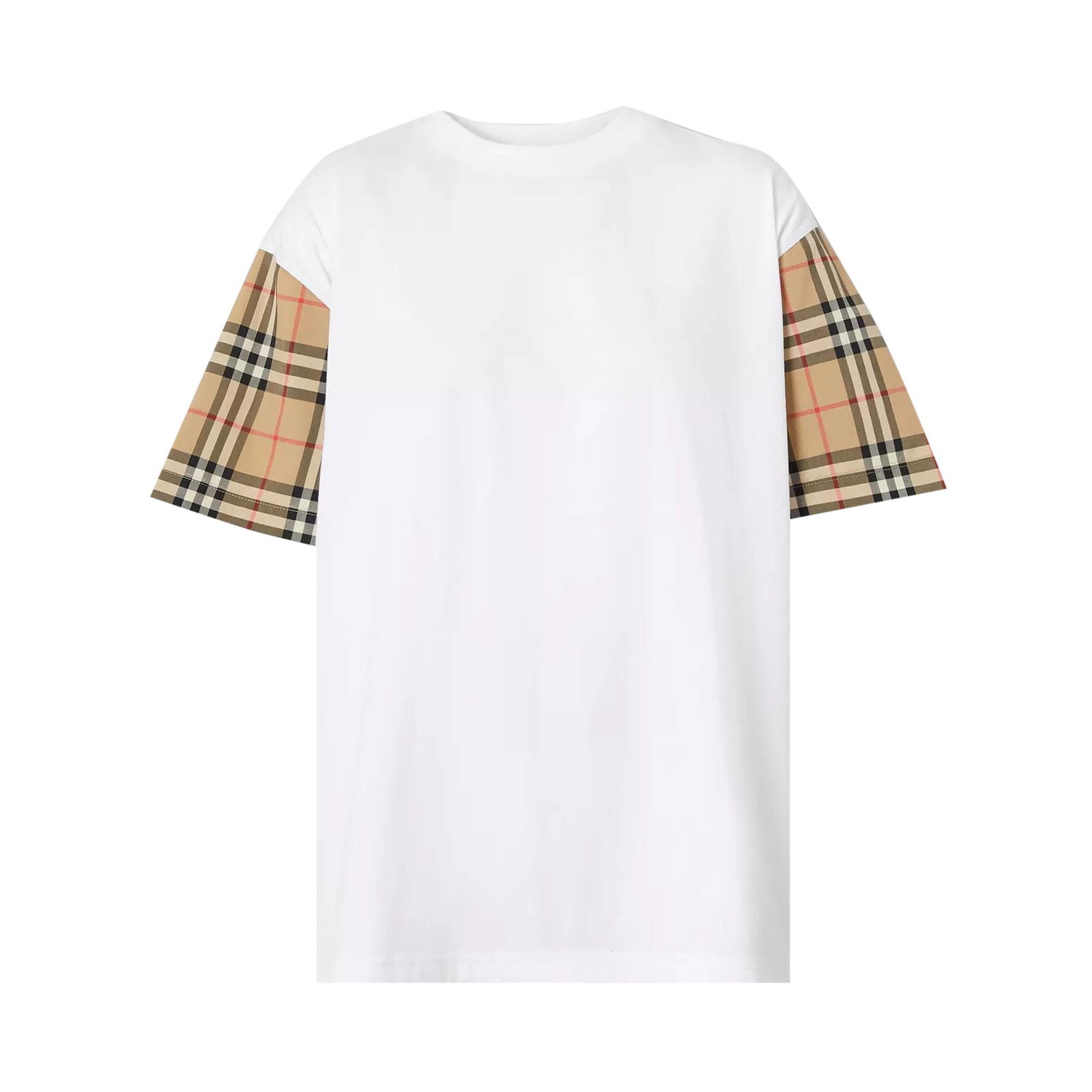 Vintage Check Sleeve Oversized T-Shirt