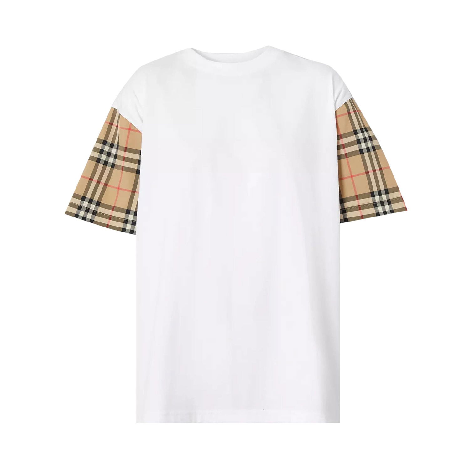 Tričko Burberry Vintage Check Sleeve Oversized T-Shirt Biela | 8042716, 1