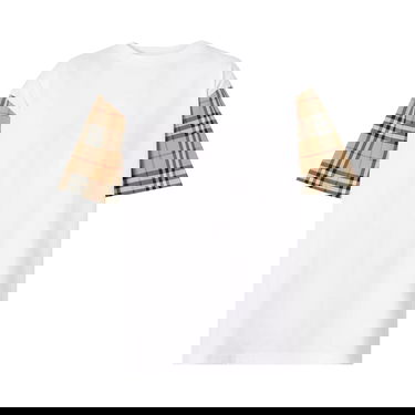 Tričko Burberry Vintage Check Sleeve Oversized T-Shirt Biela | 8042716, 1