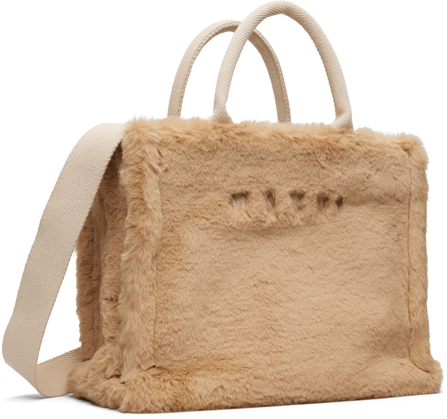 Tote bag Marni Small Faux-Fur Basket Tote Béžová | SHMP0077U6 P8681, 1