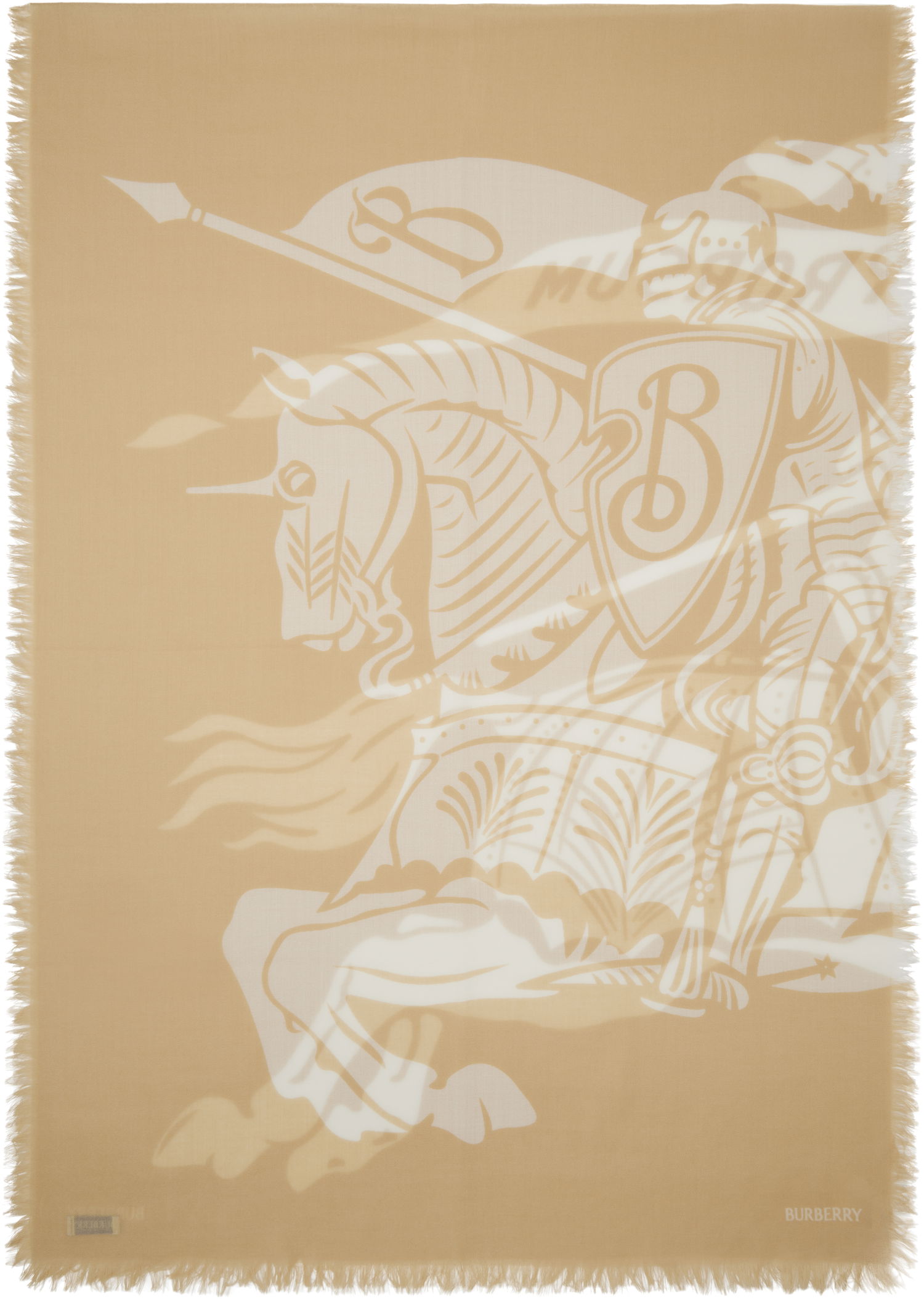 Šál Burberry Wool Scarf With Equestrian Knight Print Béžová | 8103282, 0