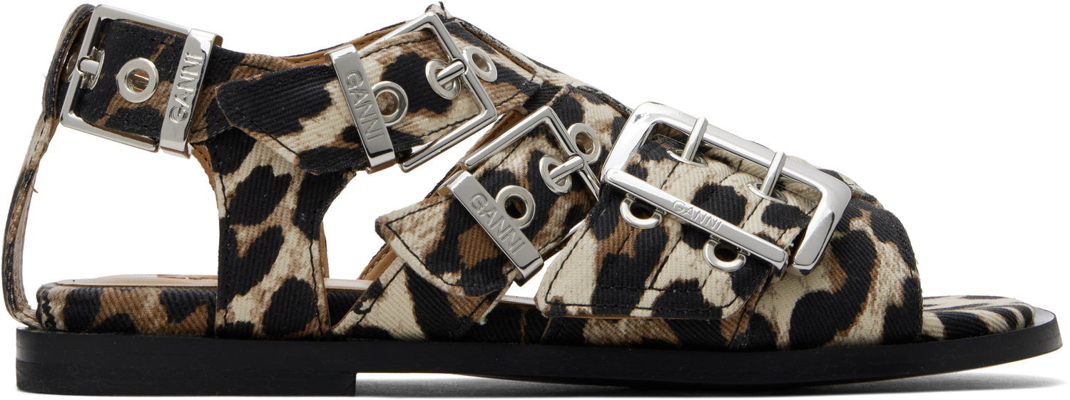 Šaty GANNI GANNI Buckle Strap Denim Sandals Béžová | S2936, 0