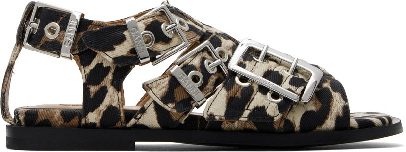 Šaty GANNI GANNI Buckle Strap Denim Sandals Béžová | S2936