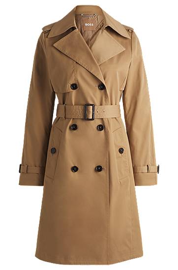 Trenčkot BOSS Double-Breasted Trench Coat with Belt Béžová | 50489115