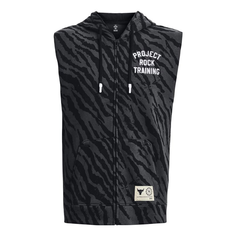 Mikina Under Armour Project Rock Rival Fleece Sleeveless Full Zip Top Čierna | 1377444-001