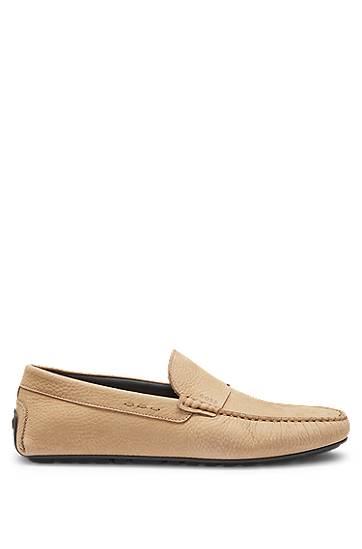 Tenisky a topánky BOSS Nubuck Leather Loafers with Driver Sole Béžová | 50548116, 1
