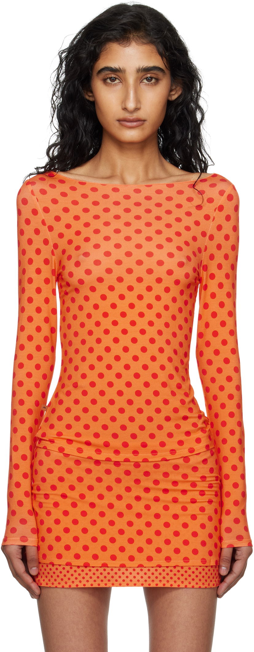 Tričko Miaou Miaou Amelia Polka Dot Long Sleeve Top Oranžová | 7183LJBRRP