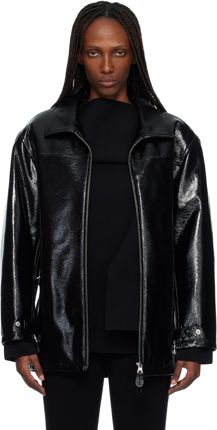 Bunda Courrèges Oversized Vinyl Jacket Čierna | 425CBL322VY0014