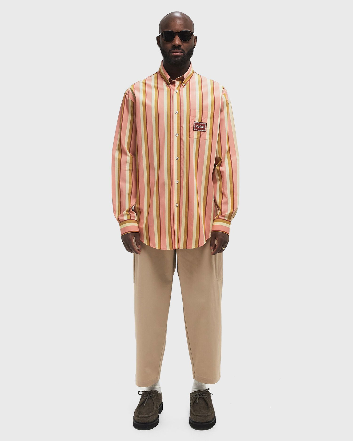 Košeľa Drôle de Monsieur Drôle de Monsieur Striped Long Sleeve Shirt Ružová | G-SH208-CO117-CR, 1