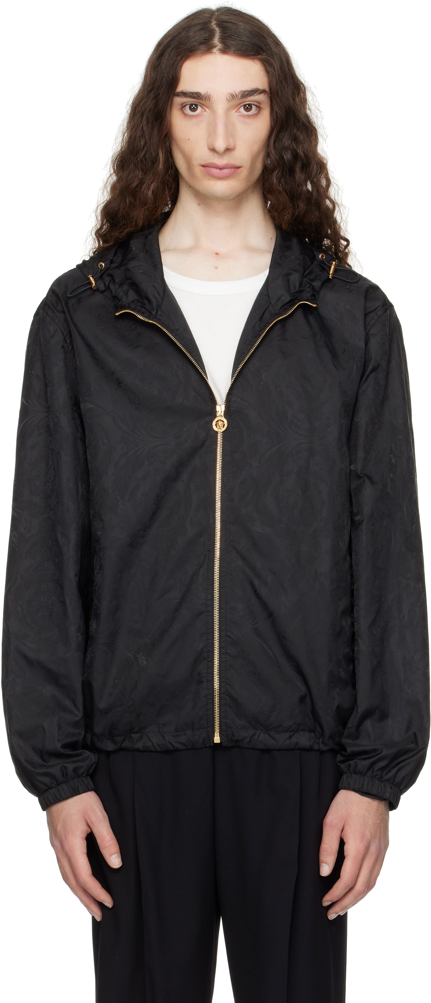 Vetrovka Versace Versace Barocco Jacquard Windbreaker Jacket Čierna | 1019895_1A15005, 0