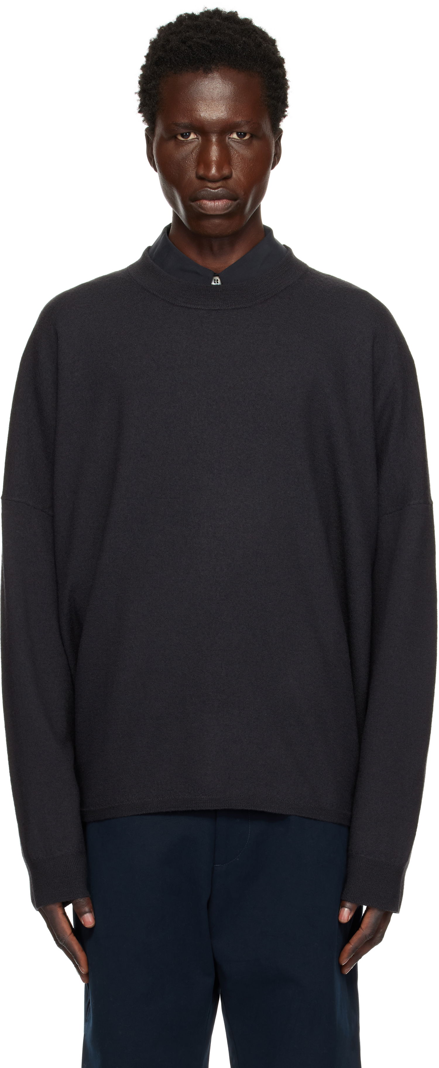 Sveter Studio Nicholson Studio Nicholson Scafell Knit Sweater Čierna | SCAFELL SNM - 1294, 0