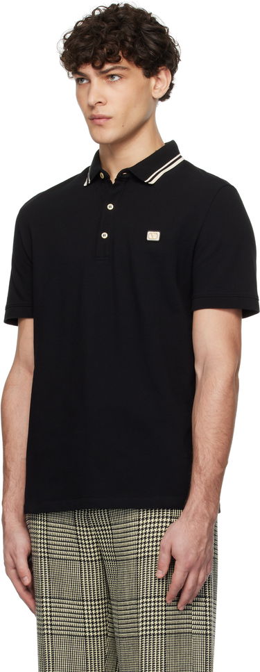 Polo tričko Valentino Cotton Piqué Polo with Patch Čierna | 6V3MH01KAQK, 3