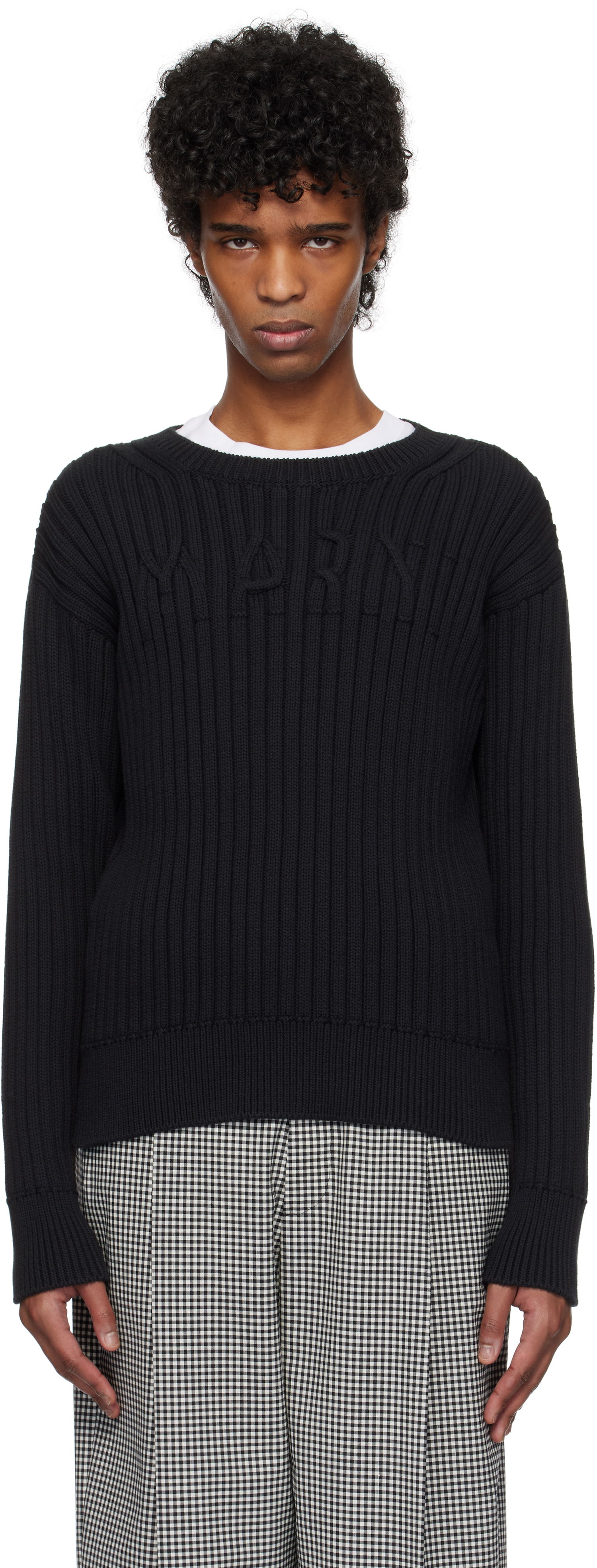 Sveter Marni Marni Cable Logo Crewneck Sweater Čierna | GCMG0430A0 UFC950, 0