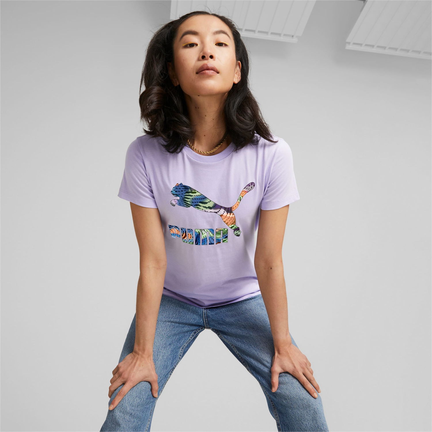Tričko Puma Classics Logo Infill T-Shirt Fialová | 538050_25, 1