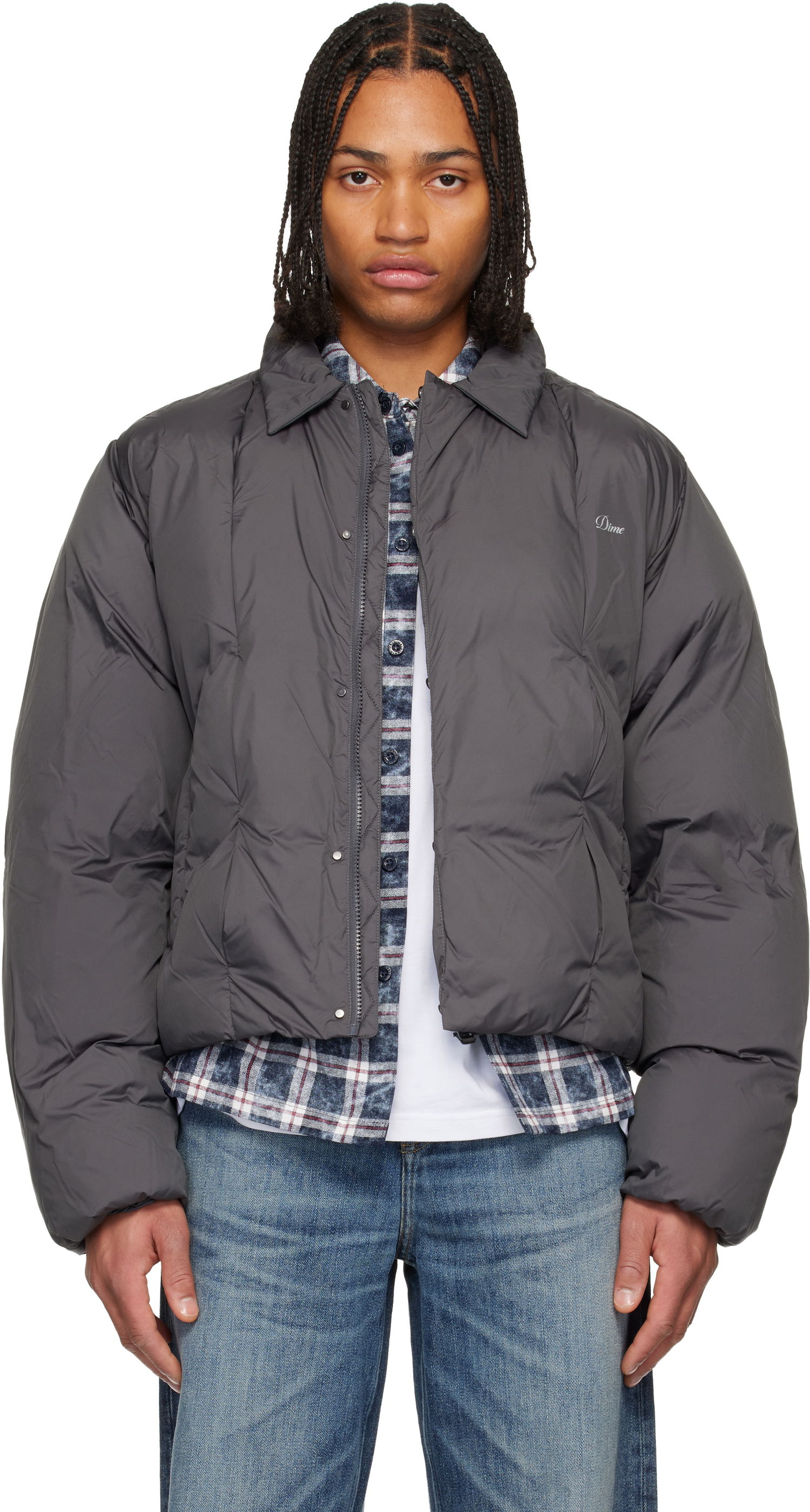 Prešívaná bunda Dime Pleated Puffer Jacket Šedá | DIMEHO252CHR, 0