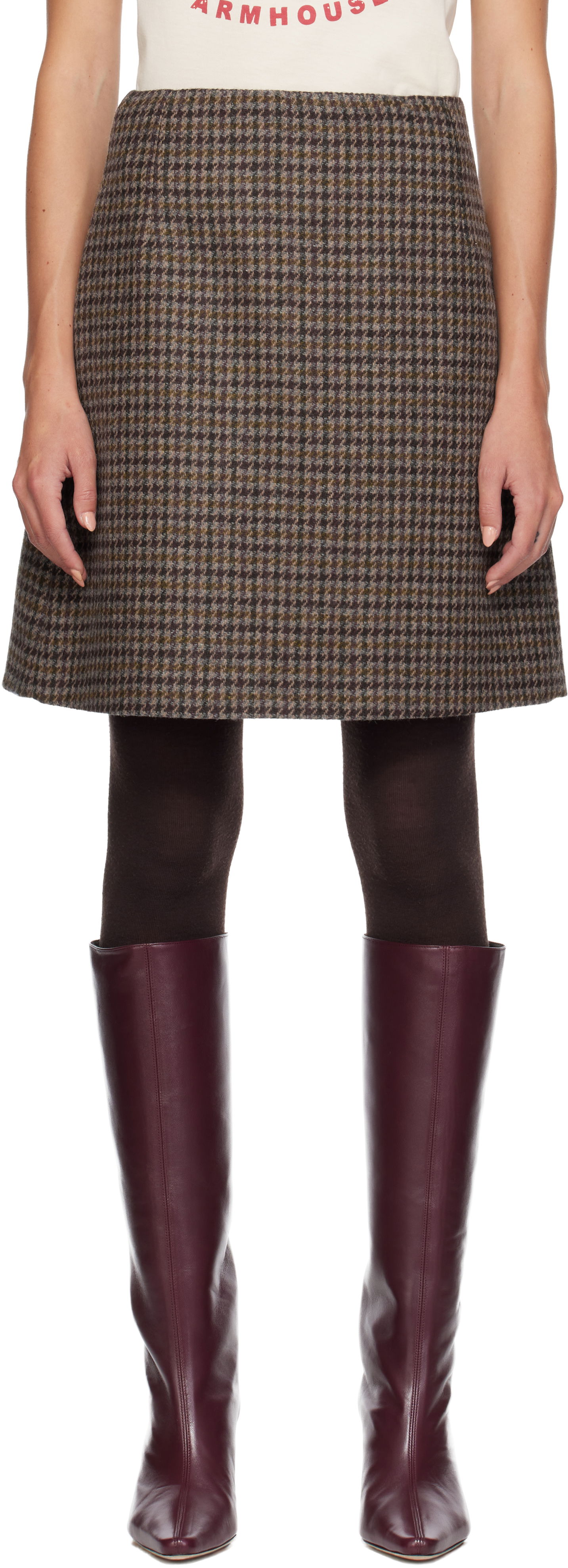 Sukňa Max Mara Weekend Max Mara Vata Houndstooth Miniskirt Hnedá | 2525106072600, 0