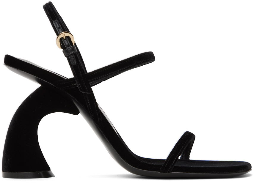 Starostlivosť o obuv Dries Van Noten Dries Van Noten Velvet Slingback Heeled Sandals Čierna | WS241-1137-602, 0