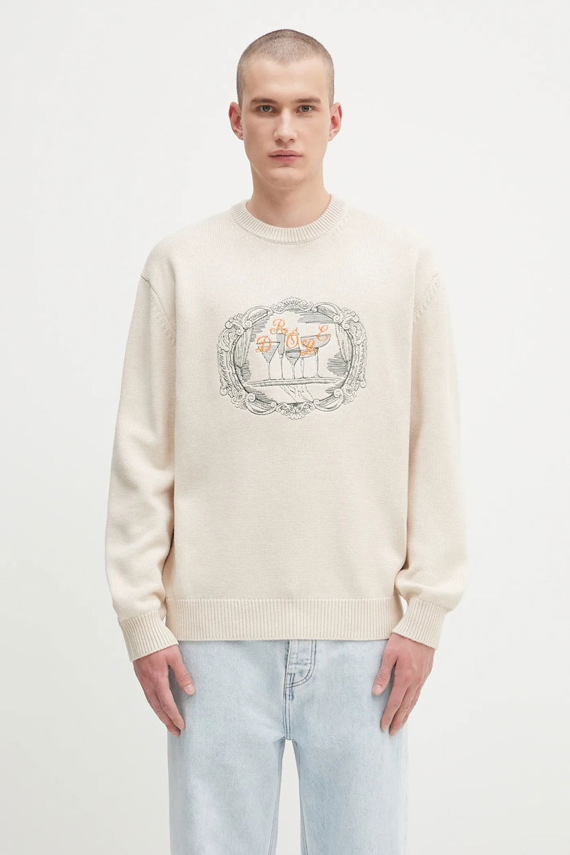 Sveter Drôle de Monsieur Drôle de Monsieur La Maille Plateau Knit Sweater Béžová | H.PO190.WO023