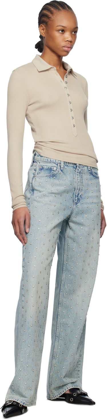 Polo tričko rag & bone rag & bone Essential Rib Button Polo Béžová | WCC24HP021CA21, 3